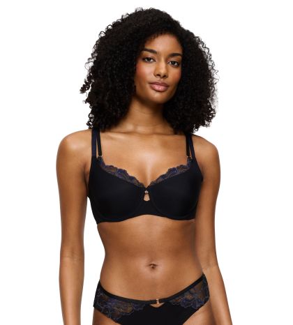 Сутиен с банел и мека чашка тип Минимайзер Wild Gardenia Florale  W01 черен
