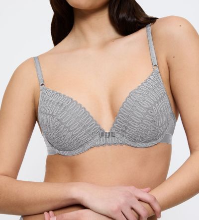 Сутиен Триумф с банел и оформена чашка с Push Up ефект Aura Spotlight  T WHU светло сив