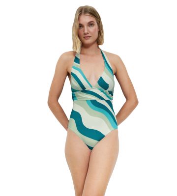 Елегантен Цял Бански Триумф Summer Mix & Match OP Plunge pt в светло синята гама