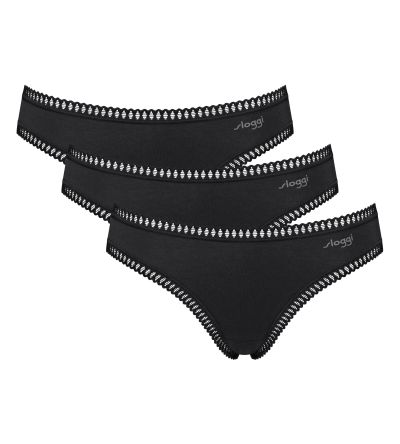 Бикини Слоги класическа кройка  с ниска талия Sloggi Go Grush Mini C3P опаковка от 3 броя черни