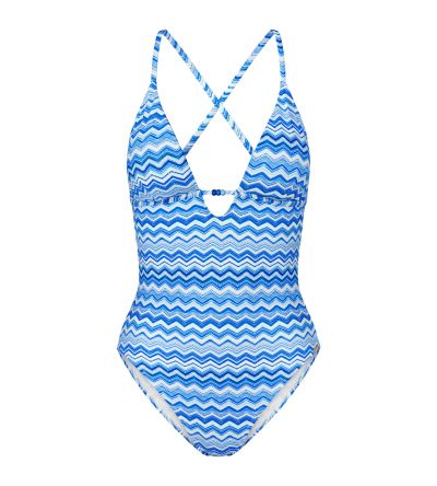 Цял бански Триумф без банел с оформена чашка Mix & Match Summer OP в синята гама