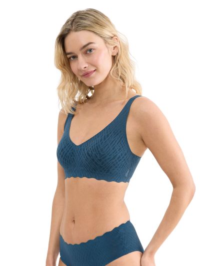 Сутиен Слоги без банел с оформена чашка Sloggi Zero Feel Bliss Soft Bra опушено син