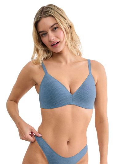 Сутиен Слоги без банел с оформена чашка Zero Feel Pure The Up Push Up светло син